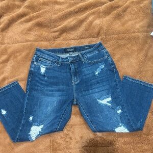 Judy Blue Ripped Dark Blue Women's Capri Jeans